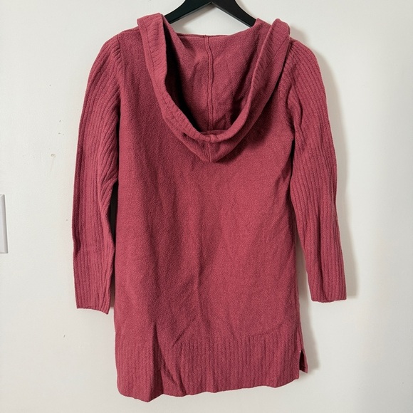 Barefoot Dreams CozyChic Lite Relaxed Hooded Cardi with Pockets - Berry - Picture 4 of 7